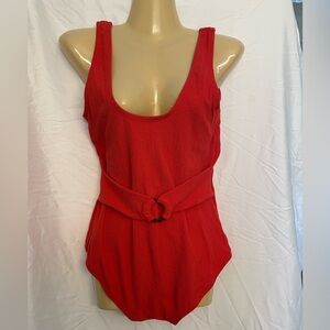 Modcloth Ribbed Red One Piece Swimsuit
